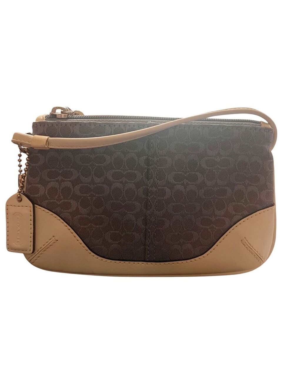 WR31. Vintage Coach Signature C print wristlet in blue and white